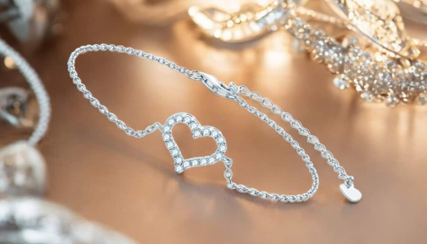 give armband met hartje en moissanite steentjes